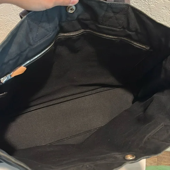 Hermes Large Handbag Canvas Tote Unisex Black - Picture 3 of 12